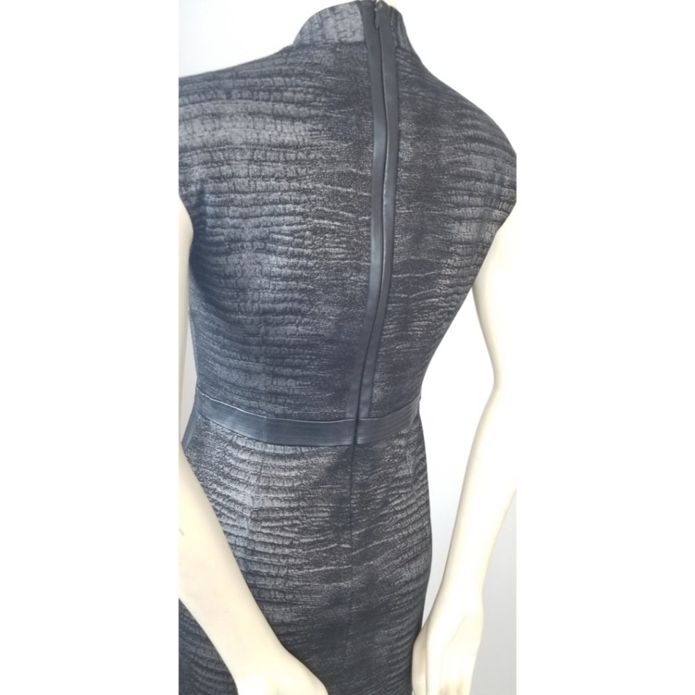 Ellen Tracy Black/Gray Vneck Cap Sleeves Dress, 6 - Picture 3 of 16